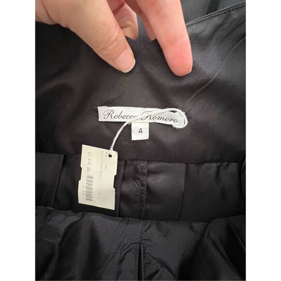 Rebecca Romero Black Silk Peephole Chest Pleated Grace Dress 4 NWT XS Gown Maxi - Picture 4 of 6